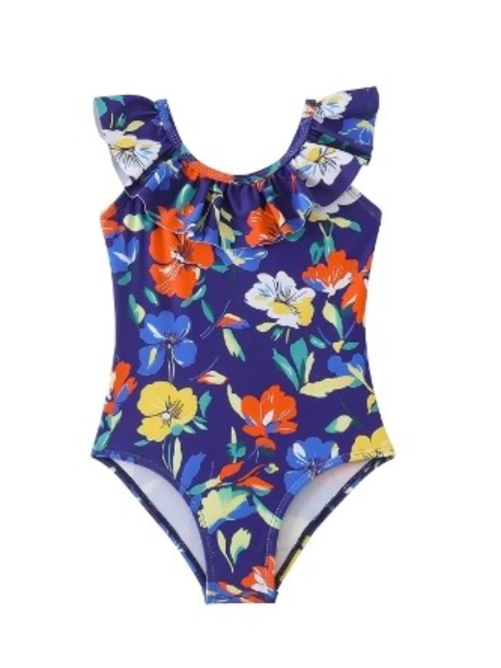 Beno Tiger- Kids 1-piece quick dry ruffle floral Navy Blue Hawaii Beach 5-6Y